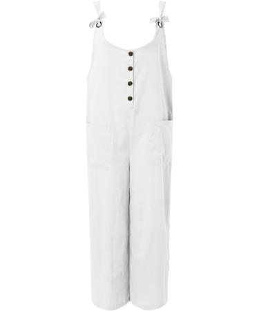 WILLBEST Womens Wrap Sleeveless Jumpsuits Playsuit Smocked Straps Fit And Flare Long Pant Jumper Rompers with Pockets 4022-oyvsw-white-3 S - Buy Online on SooperMarket.com