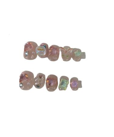 Handmade Nail Wearing Sweet Mocha Diamond Nail Fantasy Candy Nail Patch False Nail (Size : L)