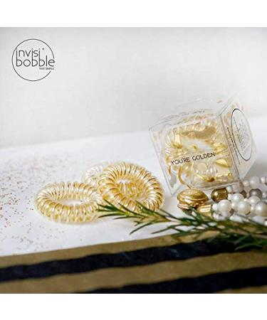 Invisibobble Original Hair Tie - You're Golden | 3x Spiral Gold Hair Ties for Strong Hold & Hair-Friendly Style | Designed in Munich for Girls & Women - Buy Online on SooperMarket.com