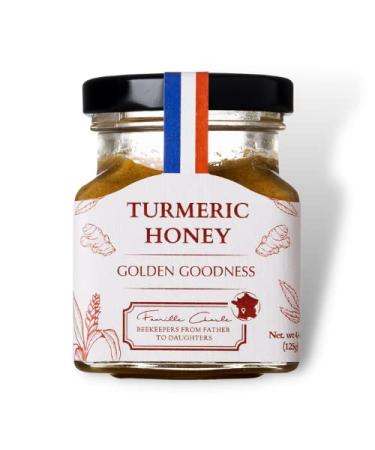 LES ABEILLES DE MALESCOT   Turmeric Honey (4.4 oz) - Natural Immune Support & Anti-Inflammatory   Raw and Unfiltered