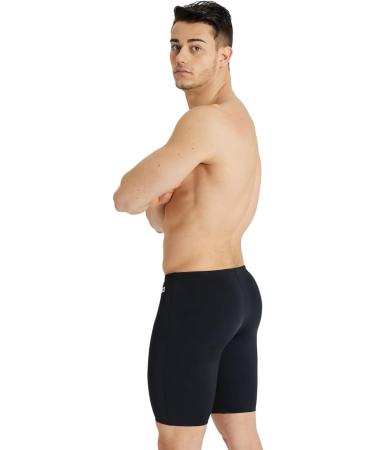Arena Men's Swim Jammer - Solid Black & White Team Swim Trunks | International Shipping Available - Buy Online on SooperMarket.com