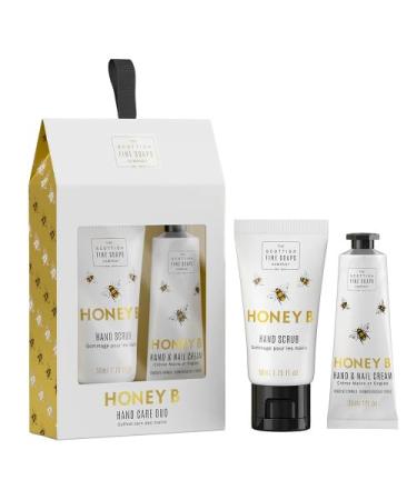 Scottish Fine Soaps | Honey B Hand Care Duo | Hand Scrub and Hand & Nail Cream Set with Acacia Honey