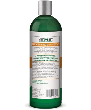Vet's Best Flea Itching Relief Dog Shampoo | 470ml - Soothes Irritation & Flea Bite Relief for Dogs | Treat Flea Infestation - Buy Online on SooperMarket.com