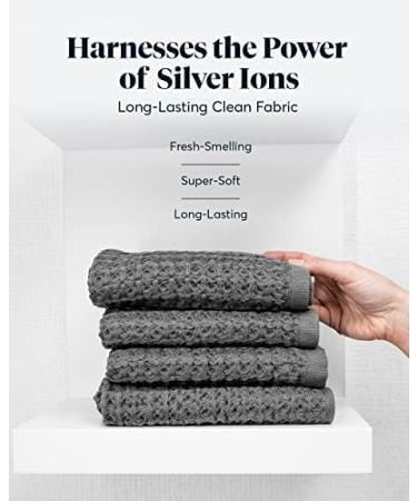 SUTERA Silverthread Waffle Towel California | Quick Drying & Ultra Soft Luxury Hand Towel | Grey 16x30 - Buy Online on SooperMarket.com