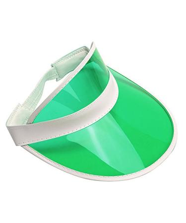 Clear Colored Plastic Sun Visor Tennis Beach Bingo Vegas Dealer Golf Casino Hat Green