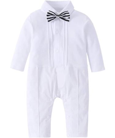 AmzBarley Baby Boys Gentlemans Outfit Suit | Kids Tuxedo Rompers | White 278 | 12-18 Months - Buy Online on SooperMarket.com