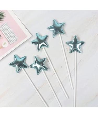 Buy Ailexi Handmade 10-Piece Leather Reflective Glitter Cake Toppers - Light Blue & Silver Stars for Cupcakes & Ice Cream - Buy Online on SooperMarket.com
