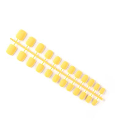 Dajidafu 24 Pieces Square Head Frosted Coffin False Nails DIY Exquisite French Style Unique Elegant Colour-fast Acrylic Nail 10light yellow