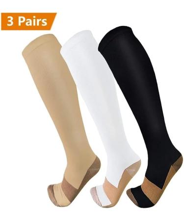 3 Pairs XXL Compression Socks for Varicose Vein, Diabetic, Sports - Men's & Women's (Color: Zh420, Size: XXL EUR 43-47) - Buy Online on SooperMarket.com