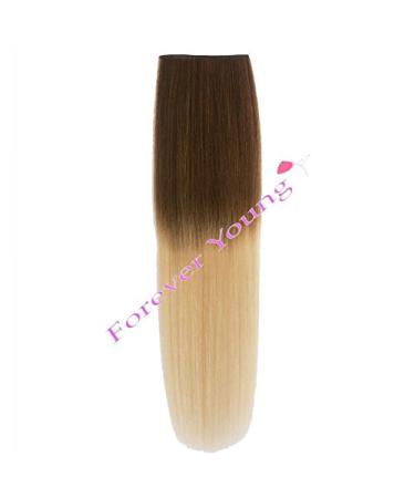 Forever Young UK Dip Dye Hair Extensions Clip In 100% Human Hair Balayage Ombre Light Brown to Light Blonde Half Head Set 40g