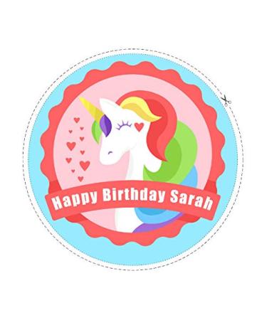 7.5 Unicorn Personalised Edible Icing "Birthday/Any/Your Message" Cake Topper