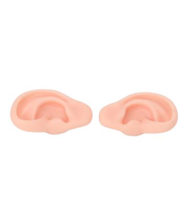 Artificial Ear Model Realistic Practice Experience Reusable Silicone Ear Model 1 Pair for Ear Piercing Exercise(Light Skin Color)