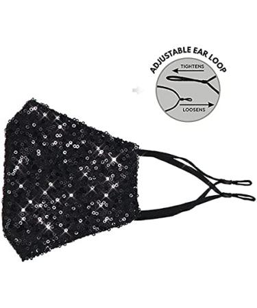 Bling Sequin Fashion Face Mask for Women | Sparkly Glitter with 2 Filters | Reusable Washable Silver - Buy Online on SooperMarket.com