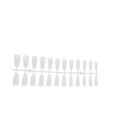 Dajidafu 1 Set French Tip Press on Nails Extra Long Colorful Gloss Adhesive Tabs Full Cover Ballerina Flat head for Women Girls Type 16