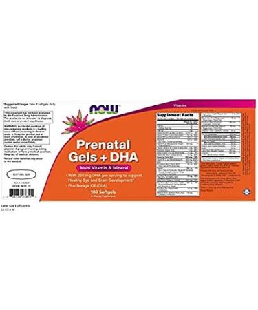 Now Foods Prenatal Gels + DHA - 180 Softgels for Healthy Pregnancy Support - Buy Online on SooperMarket.com
