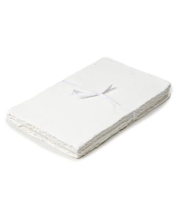 50 Sheets - Rough/Textured Watercolor Paper - 7.5 X 11.5 inches(150GSM) - Handmade/Deckle Edge Paper Made from Virgin Egyptian Cotton - Off-White by Leather Village Off White 11.5 inches X 7.5 inches