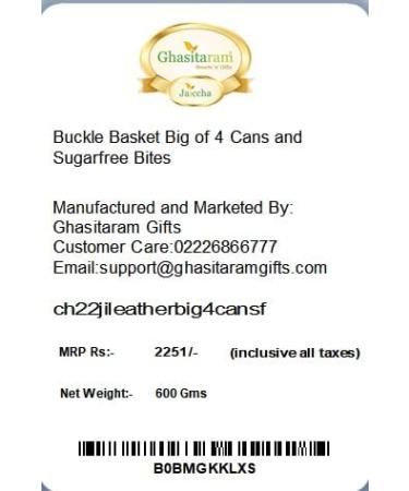 Jaiccha Ghasitaram Christmas Gifts Buckle Basket Big of 4 Cans and Sugarfree Bites Big of 4 Cans and Sugarfree Bites Cap - Buy Online on SooperMarket.com