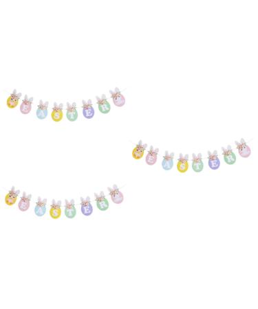 Warmhm Paper Easter Banner 3 Pcs Easter Flag Spring Baby Paper The Sign Easter Paper Bunting 17.5X10CMx3pcs Colorfulx3pcs