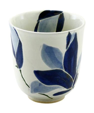 RAO3Z Cosmetic Magnolia Arita Pottery Made in Japan Yunomi (Blue) Large 7.5x8(cm) wht