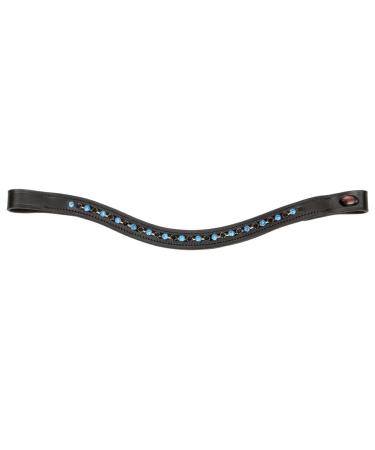 Headband for a horse warmblood thoroughbred cold blood Start Cadmus paint leather glittering string with rhinestone strass in blue and black curved for brown brown and black leather (cob black/silver) full black/blue
