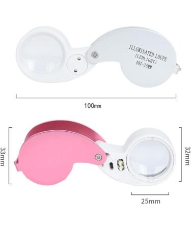 Tovmekdjn 40 Times Double LED Lamp Folding Magnifying Glass is Suitable for Jade Jewelry Collection and Appreciation Reusable Silver - Buy Online on SooperMarket.com