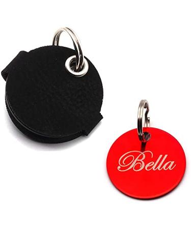Copter farm dog brand bag for dogs on the collar |With engraving push button |Art leather real leather |Dog brand |Individually engraved on both sides (black with brand red) black with brand red