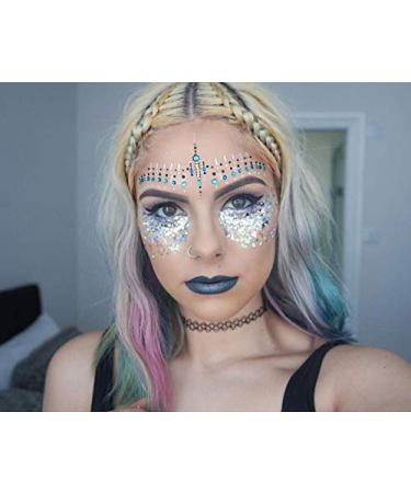 Silver Holographic Chunky Glitter Set for Festival Party - 14g Glitter + Glue Gel - Beauty Rave Accessories - Buy Online on SooperMarket.com