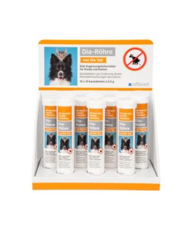 Alfavet Dia tube from Dia Tab |10 pack |10 x 12 x 5.5g |Supplementary feed for dogs and cats in the event of diarrhea |Can help reduce diarrhea in dogs and cats
