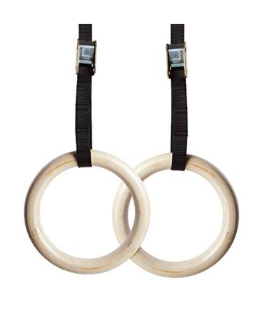 NEXPRO Wood Gymnastic Ring Olympic Strength Training Gym Rings Wooden