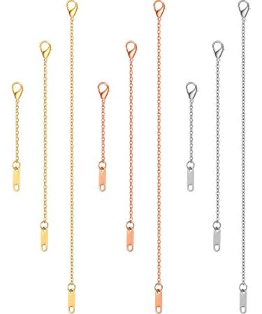 MTLEE 18K Gold Plated Necklace Extender Rose Gold Silver Chain Extenders Jewelry Extenders Delicate Choker Extender Stainless Steel Anklet Extender with Clasp 2/4/6 Inches 9