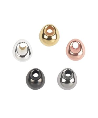 MUUNN 100pcs Fly Tying Offset Tungsten Beads,Tungsten Jig Off Beads Nymph Head Ball for Fly Tying Material 5 Colors Plain 3.3mm