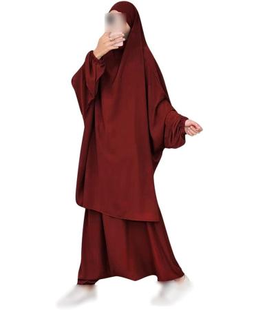 Kelsiop Eid Muslim Women Long Khimar 2-Piece Prayer Robe Set - Large Blue - Buy Online on SooperMarket.com