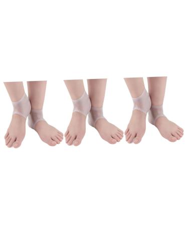 Healeved 3 Pairs Foot Care Protector Breathable Socks Heel Cups for Heel Pains Gelt Silicone Gel Cracked Heel Sleeves Silicone Heel Protectors Shoe Inserts Moisturizing Socks Soft White