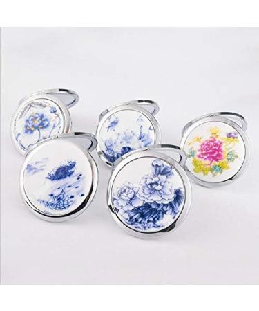 Blue and White Porcelain Compact Mirror | Magnifying Makeup Travel Mirror | Unique Gift for Women - Buy Online on SooperMarket.com