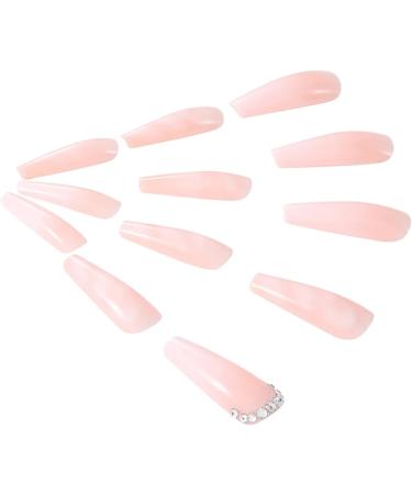 Coffin False Nails Long Nude Press On Acrylic Stick On Nails - 24pcs for Women and Girls - Buy Online on SooperMarket.com