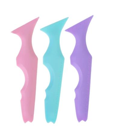 3pcs Silicone Beauty Ruler Mascara Drawing Aid Lipstick Makeup Tool Silicone Eyeliner Makeup Supply Eyebrow Stencils Lipstick Drawing Aid Silicone Mascara Applicator Pink Blue Purple