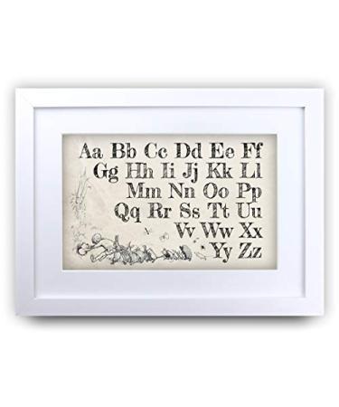 HWC Trading FR A3 Winnie the Pooh Alphabet A-Z Framed Printed Educational Nursery School Print Baby Shower Room Gifts Newborn Bedroom New Born Gift Photo Picture Frame Display
