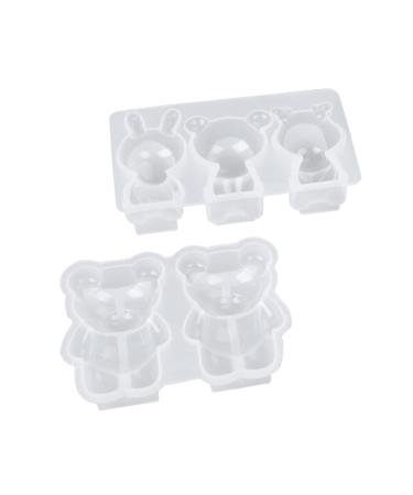 Zerodeko 2pcs Rabbit Ornaments Dessert Bear Shape Cartoon Baking Adorable Molds Tools Silicone Cake DIY 11.5X6.3X2.4CM White
