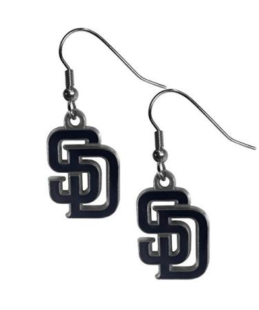 aminco womens MLB San Diego Padres Dangler Earrings , Silver, 2-inches