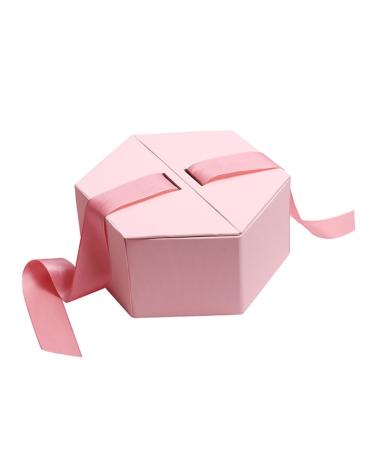 BCOATH Hexagon Candy Lipstick with Cover for Bridesmaid 1Pc Box Storage Case Pink 24X21CM