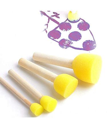 100Pcs Round Paint Foam Brush Set,Wooden Handle Paint Foam Sponge Brush,Painting Tools for Kids Arts and Crafts,4 Size