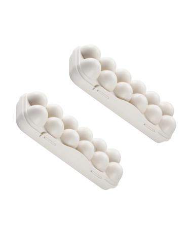 KOMBIUDA 2pcs 12 Mustard Egg Holder for Fridge Eggs Organic Refrigerator Egg Holder Storage Box Plant Avocado Khaki 30X11cm