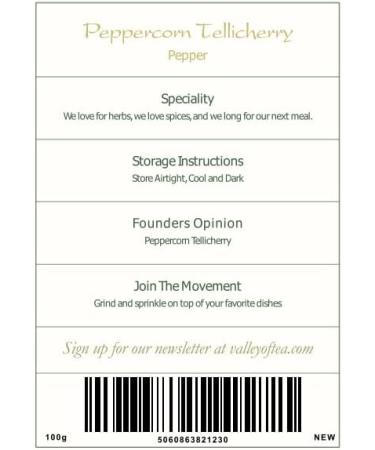 Organic Tellicherry Black Peppercorns for Grinder - Premium 100g Peppercorn Pack - Buy Online on SooperMarket.com