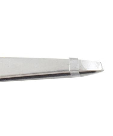 Eyebrow Tweezers with Slant Tip - Portable & Safe Smooth Comb - Silver | International Shipping - Buy Online on SooperMarket.com