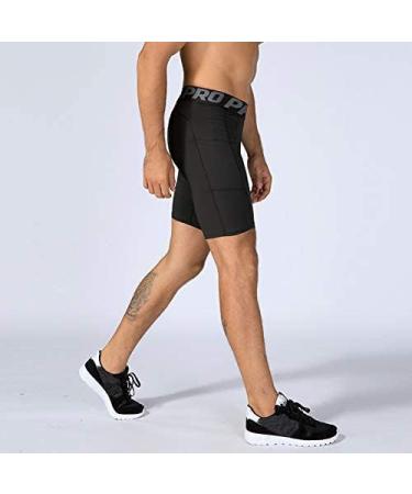 Mens Compression Running Shorts 3 Pack with Phone Pocket - Black - Large - Athletic Gym Yoga Cool Dry Workout Underwear - Set of 3 - Buy Online on SooperMarket.com