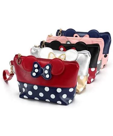 Boyigog Mouse Ears Style Cosmetic Bag - Women's Makeup Mini Wallet for Handbag | Red & Black Cartoon Pouch for Makeup Keys Headphones & Lipstick - Buy Online on SooperMarket.com