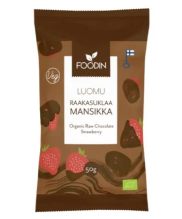 Foodin Raw Chocolate Strawberry Organic 50g Pack of 8
