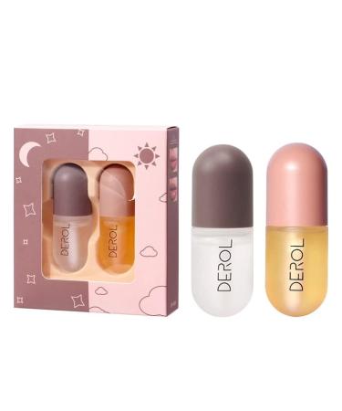 2PCS Lip Plumper Set,Natural Lip Plumper,Lip Care, Lip Plumper Gloss,Day and Night Lip Serum, Hydrating and Reduce Fine Lines, No Chapped Lips