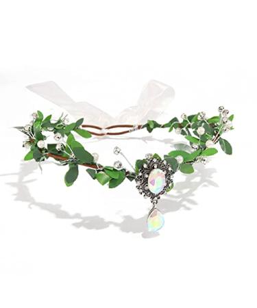 CAKURE Fairy Crown Elf Headpiece Woodland Tiara Elven Crown Boho Wreath Headband Wedding Hair Accessories Cosplay Renaissance Festival