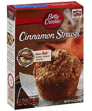 Betty Crocker Premium Muffin & Quick Bread Mix, Cinnamon Streusel, 13.9-Ounce Boxes (Pack of 4)